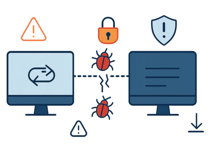 Faille TeamViewer : connexion à distance entre deux ordinateurs fragilisée par des bugs, avec cadenas et alerte de sécurité